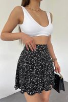 42016 Dewberry Womens Lightweight Viscose Summer Skort-BLACK-WHITE