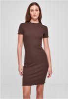 Women's dress with brown ribbing