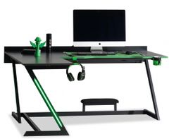 Rohový herný stôl diego - čierna, zelená