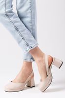 Mio Gusto Evita Women's Beige Open Platform Heeled Shoes