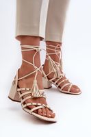 Beige low-heeled Chrisele studded sandals