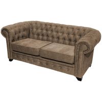 Livetastic SEDAČKA CHESTERFIELD, drevo, textil, kompozitné drevo, svetlohnedá