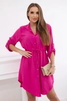 Dress with buttons and a tie at the waist in fuchsia color