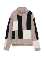 TOM TAILOR Pulover  taupe siva / crna / bijela