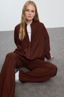 Trendyol Brown Oversize Textured Tracksuit Set