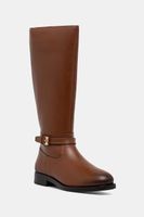 Kožené čižmy Tommy Hilfiger TH BUCKLE RIDING LTHR LONG BOOT