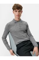 Koton Polo Neck Sweater Half Zipper Slim Fit Textured