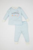 DEFACTO Baby Girl 4-Piece Pajama Set Pajama Set Cotton Printed Long Sleeve Top Elastic Waist Long Bottom