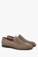 Estro: Loafersy męskie z miękkiego weluru naturalnego w kolorze khaki