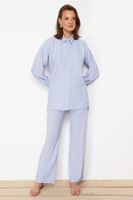 Trendyol Light Blue Long Back Wide Leg Shirt-Pants Weave Suit