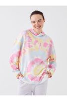 LC Waikiki Lcw Hooded Patterned Long Sleeve Oversize Women's Pajama Top