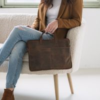Férfi bőr laptoptáska Greenwood Levons - sötétbarna