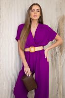 Kesi Włoski Overalls with a decorative belt at the waist purple