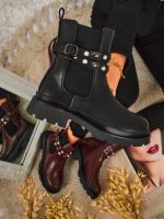 Resti Wyższe botki damskie eko skórzane Pearl Mist