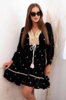 Kesi Włoski Dámské boho viskózové šaty s výšivkou černý