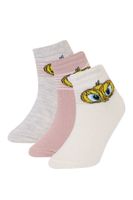 DEFACTO Girls Looney Tunes 3-Pack Cotton Ankle Socks