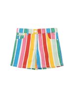 Rainbow Striped Cotton Gabardine Shorts