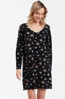 Noční košilka Italian Fashion Laponie - vánoční motiv Černo-zlatá XL