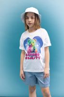 DEFACTO Girls Oversize Wide Pattern Crew Neck 3D Printed Short Sleeve T-Shirt