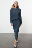 Trendyol Indigo Knit Detailed Knitwear Bottom-Top Set