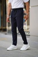 28229 Dewberry Elastic Lace Mens Jogger Pants-NAVY BLUE