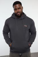 Trendyol Plus Size Anthracite Regular/Normal Cut Hooded Fleece Sweatshirt