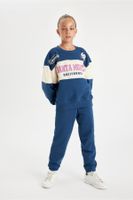 DEFACTO Girl 2-Piece Set Crew Neck Printed Sweatshirt Jogger Sweatpants