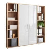 MID.YOU SKRINKA NA DOKUMENTY, dub sonoma, biela s vysokým leskom, 173/186/33 cm