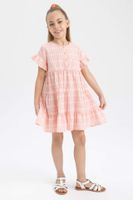 DEFACTO Baby Girls Gingham Short Sleeved Ruffle Dress