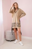 Kesi Sukienka z kapturem i nadrukiem cappuccino