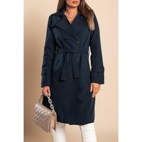 Eleganter Trenchcoat Mit Knöpfen, Dunkelblau