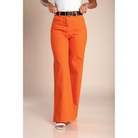 Hose Mit Weitem Bein Aus Baumwolle, Orange