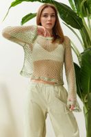 Trendyol Mint Openwork/Hole Knitwear Sweater