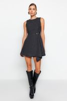 Trendyol Anthracite A-Line Skirt Asymmetric Mini Woven Dress