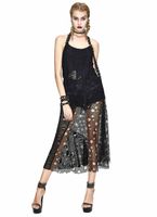 ženska haljina DEVIL FASHION - Beckoning Punk Distressed Peplum Halter Neck 3XL-4XL