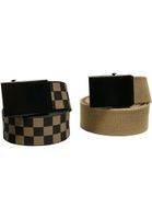 Check And Solid Canvas Belt 2-Pack olive/black