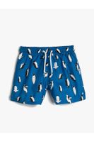 Koton Tie Waist Swimwear Penguin Print Mesh Lined.