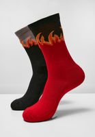 Long Flame Socks 2-Pack Red/Black