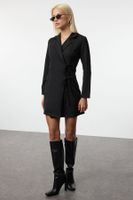 Trendyol Black Double Breasted Tie Detailed Mini Woven Jacket Dress