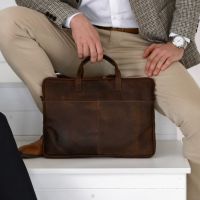 Férfi bőr laptoptáska Greenwood Levone - sötétbarna
