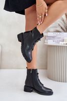 Leather ankle boots with zipper insulated black olidrila