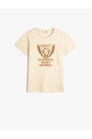 Koton Eagle T-Shirt Embossed Printed Short Sleeve Crew Neck Cotton