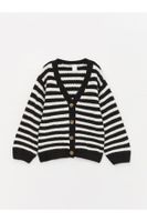 LC Waikiki V Neck Long Sleeve Striped Baby Girl Knitwear Cardigan