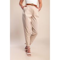 Lange Hose Mit Ziergürtel, Beige