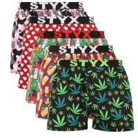 5PACK pánské trenky Styx art sportovní guma vícebarevné (5B1858901) L