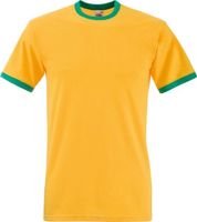 Fruit of the Loom Pánské tričko Ringer T s kontrastními lemy, 165 g/m Barva: žlutá slunečnicová - zelená výrazná, Velikost: S F159