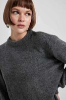 DEFACTO Regular Fit V Neck Premium Soft Wool Textured Sweater