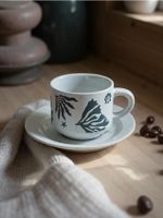 Sinsay - Porcelanowa filiżanka z morskim motywem ze spodkiem - szary