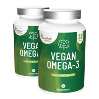 Essentials Vegane Omega-3 2er Pack (60 Kapseln): 300 mg DHA + 150 mg EPA aus Algenöl. 100 % Vegan. FREI von Schwermetallen, Dioxinen und PCB. Sensilab