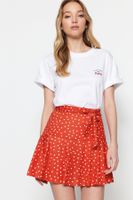 Trendyol Pomegranate Blossom Polka Dot Skirt Look High Waist Mini Knitted Shorts